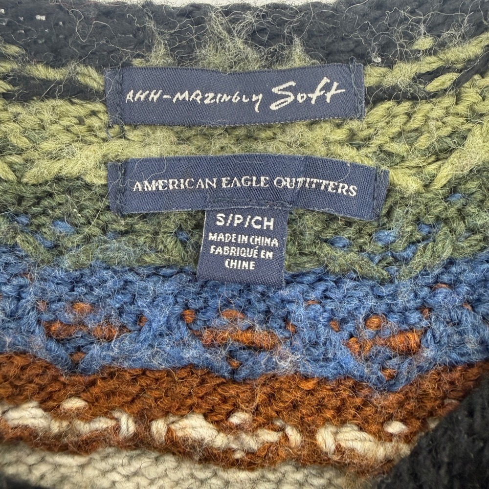 American Eagle Ahh-mazingly Soft Fair Isle Chevron Wool Blend Sweater Small - Picture 4 of 7